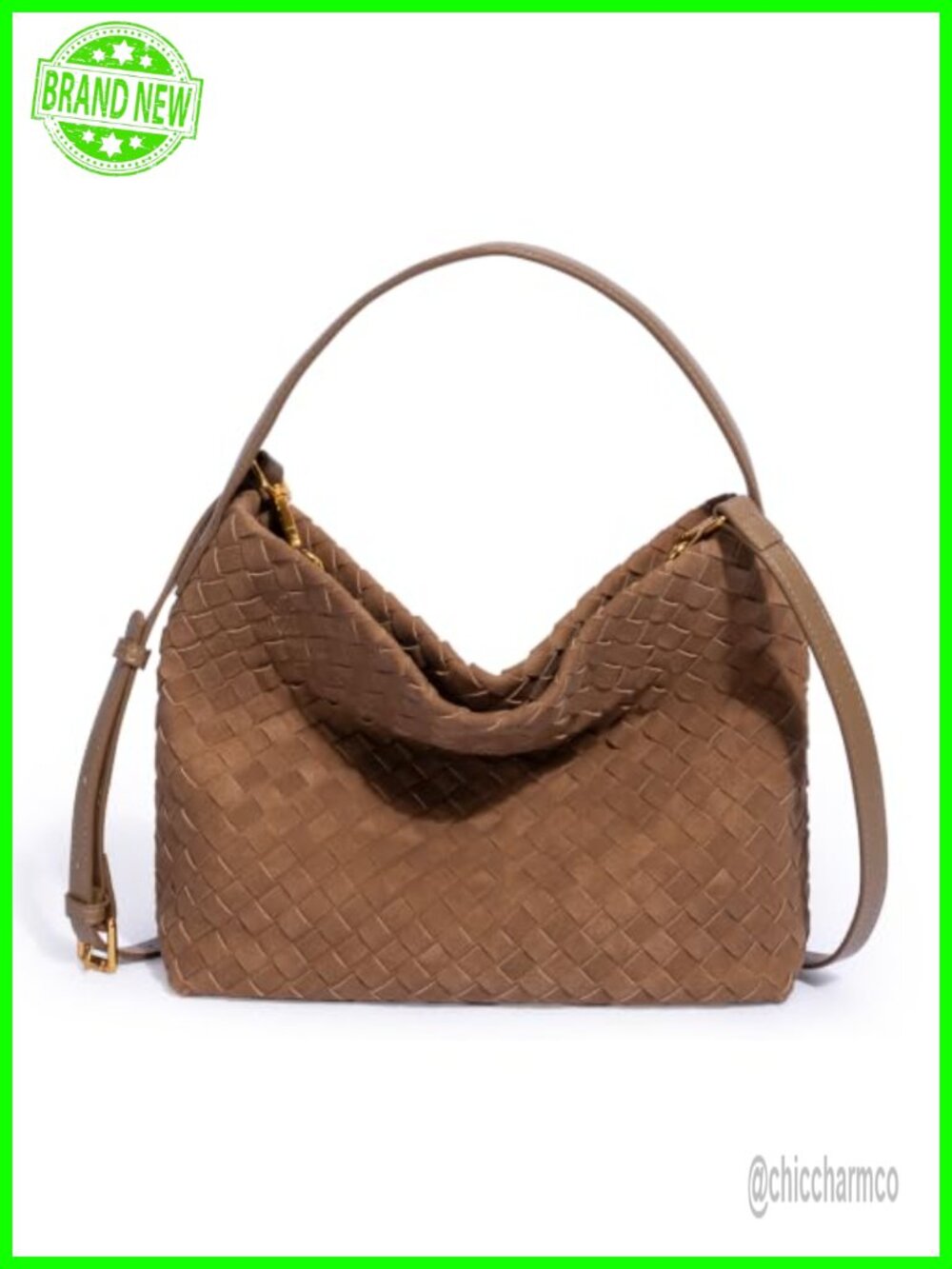 PU Leather Woven Tote Bag Top Handle Shoulder Handbag Crossbody Purse